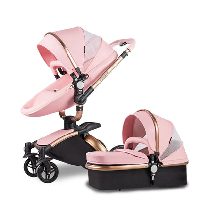 3 in 1 PU leather Baby Stroller