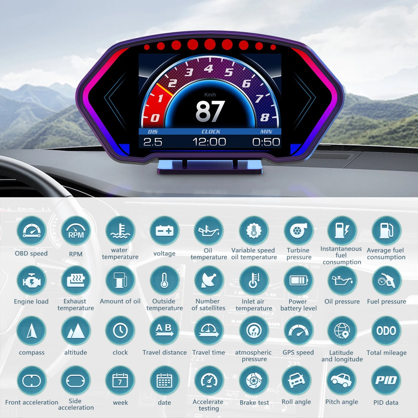 OBD + GPS HUD P3 Head Up Display Auto GPS Speedometer