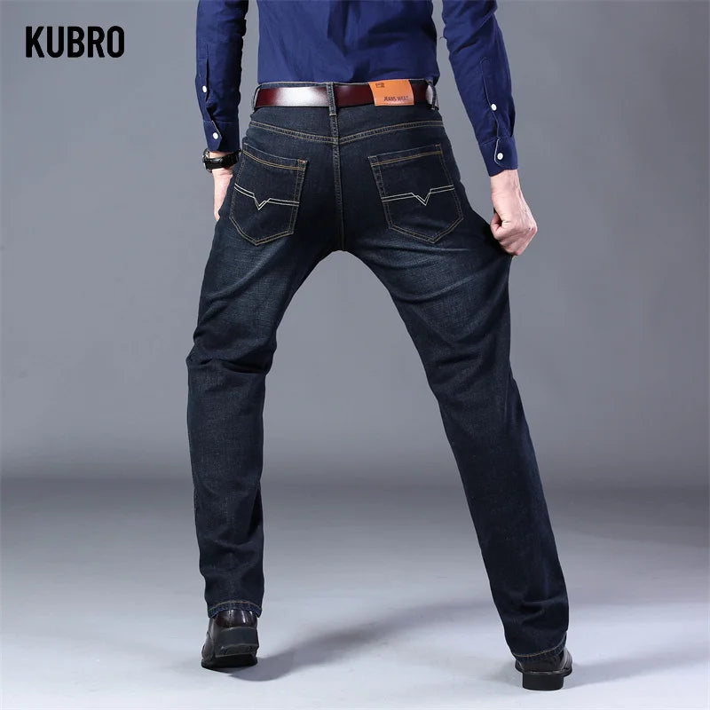 Men Business Denim Long Loose Pants