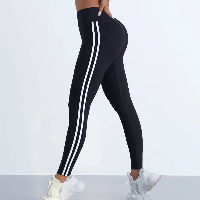 Striped High Waist Yoga Leggings