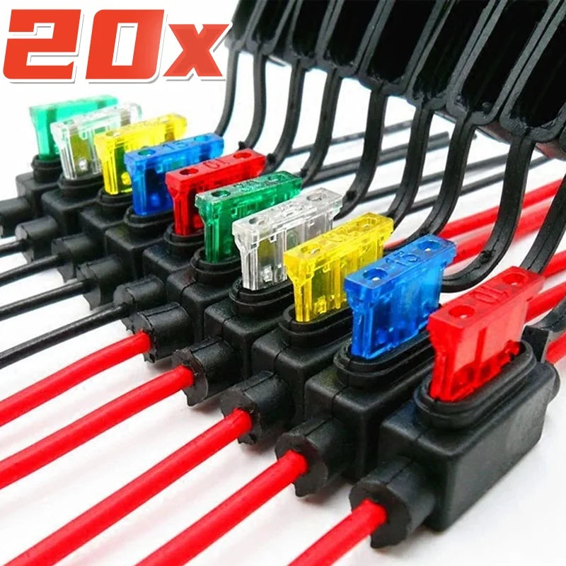 1-20pcs 14AWG Car Mini Fuse Box Blade Type In Line Fuse Holder Waterproof for 2V 30A Car Motorcycles Wire Cutoff Switch Socket