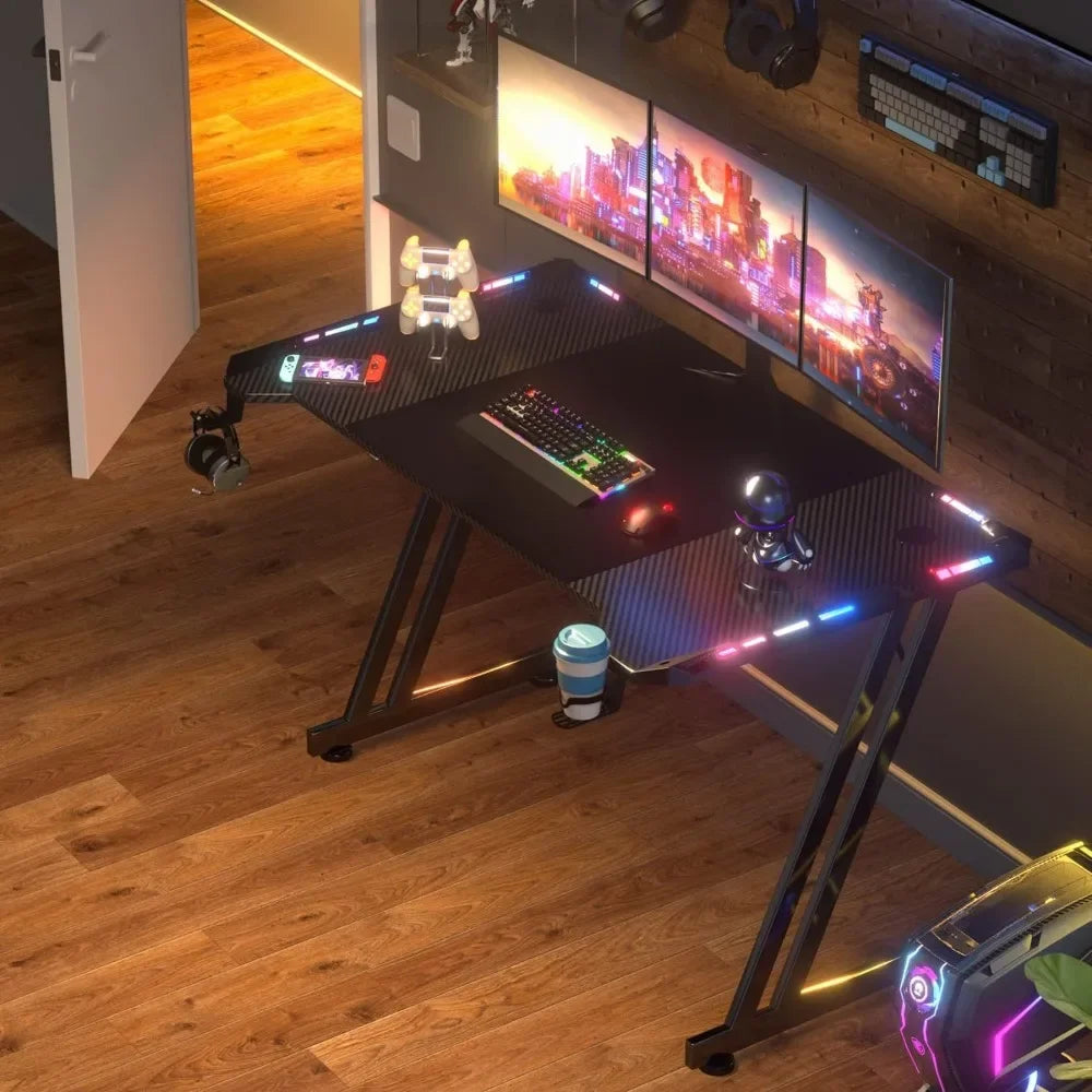 47 Inch Gaming Desk with LED Lights