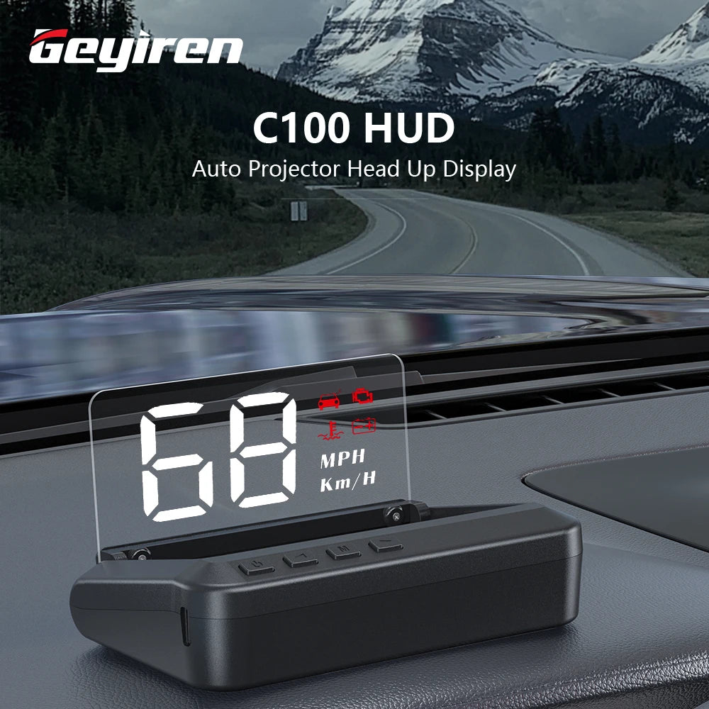 C100 HUD Head Up Display Windshield Projector  Speedometer