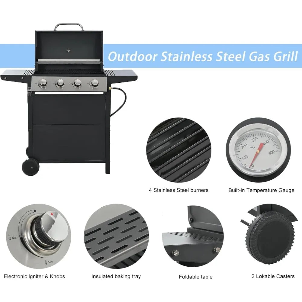 4-Burners Propane Gas BBQ Grill gas