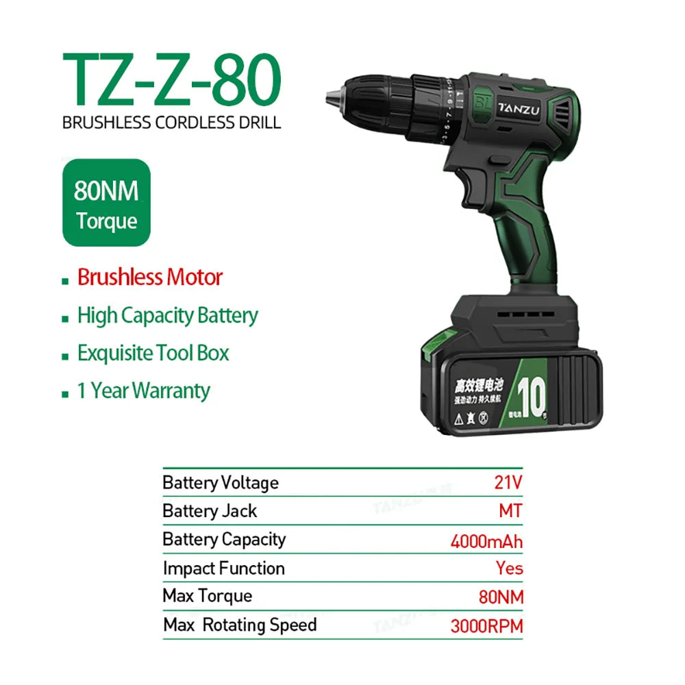 Brushless Electric Drill Impact Cordless Driller