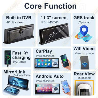 11.3 inch Car DVR 4K Camera GPS Navigation