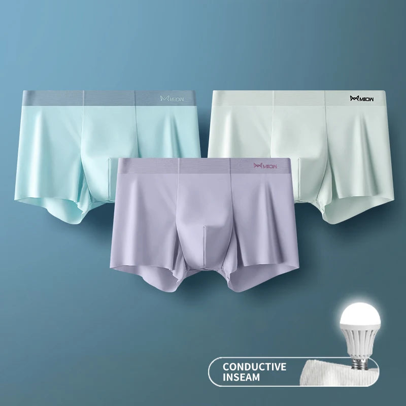 3Pcs Ice Silk Antistatic Boxer Shorts