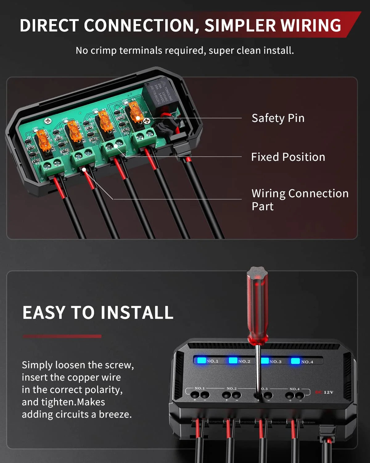 12V Motorcycle Fuse Box 4 Circuits