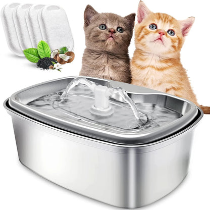 2-Way Spout Stainless Steel Cat Water Fountain