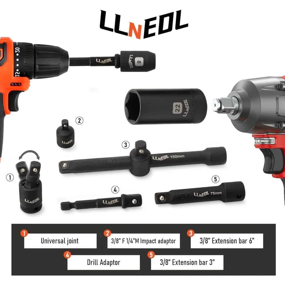 3/8" Drive Impact Socket Set