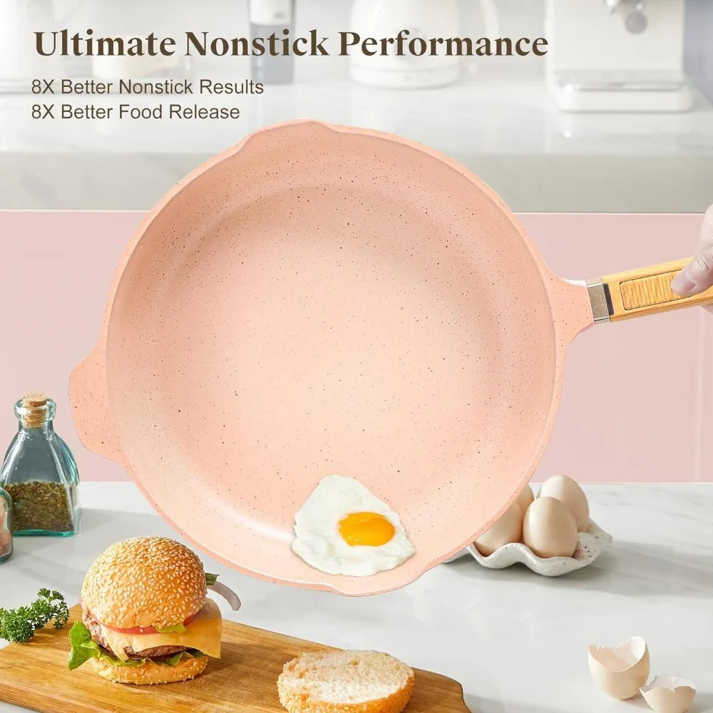 16 PCS Granite Non Stick Pans and Pots Set