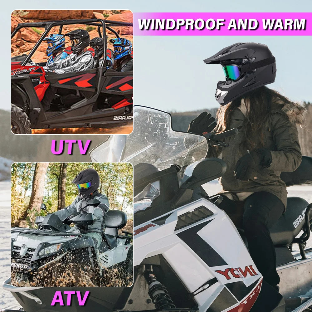 Motocross Full Face Helmet Adult Dirt Bike UTV Off-Road Helmet Goggles Gloves and Face Mask Matte Black Motorcycle Accessories
