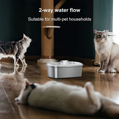 2-Way Spout Stainless Steel Cat Water Fountain