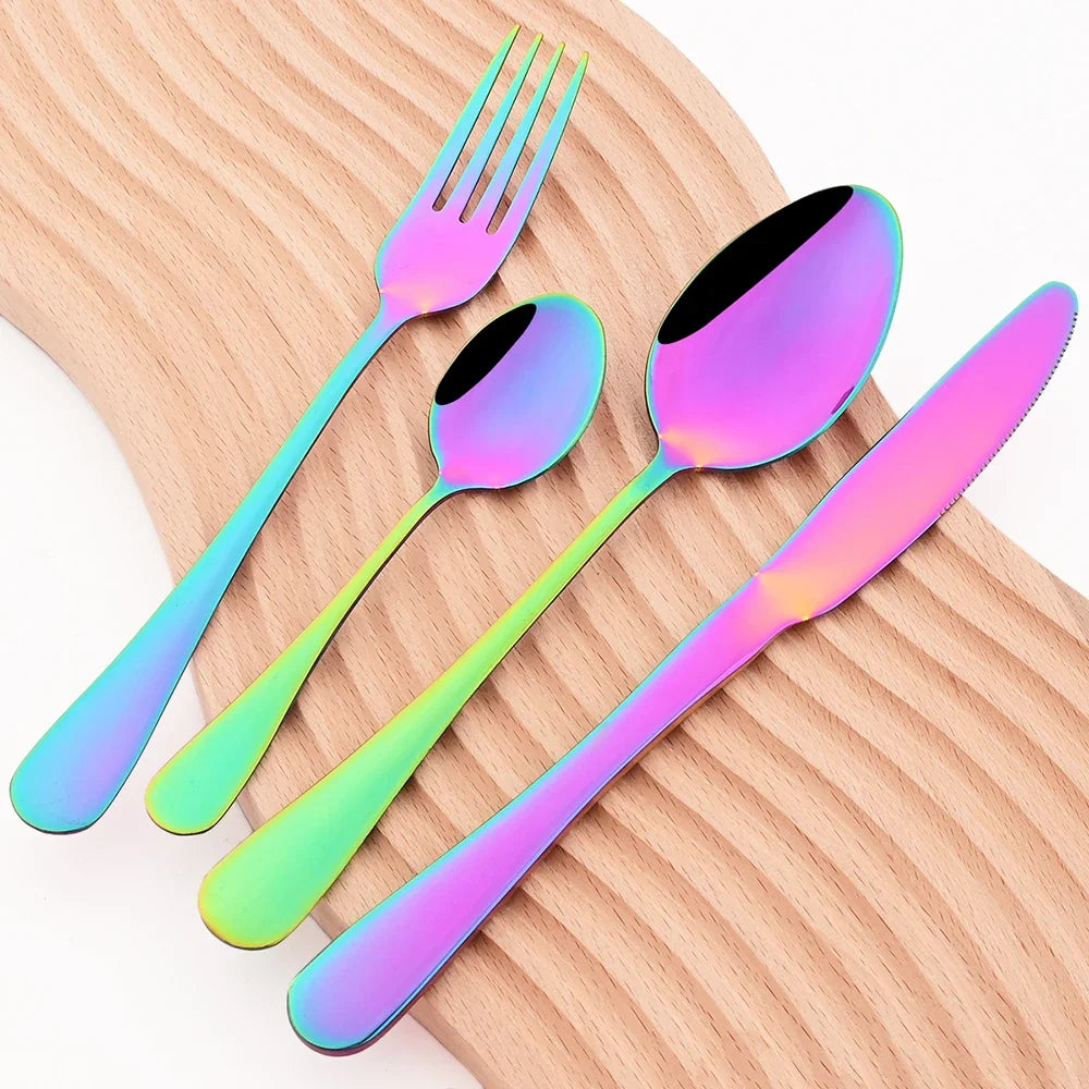 16Pcs/Spoon Knife Tableware Silverware Set