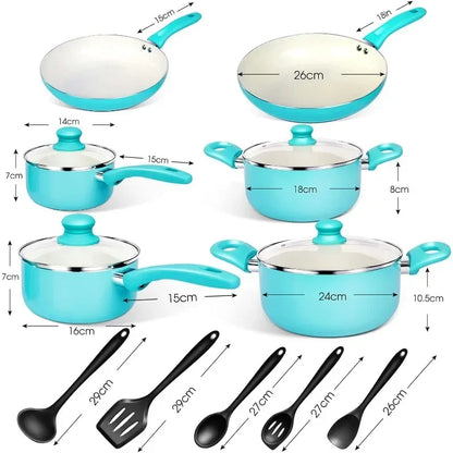 16-piece Soft-grip Ceramic Non-stick Pan Set