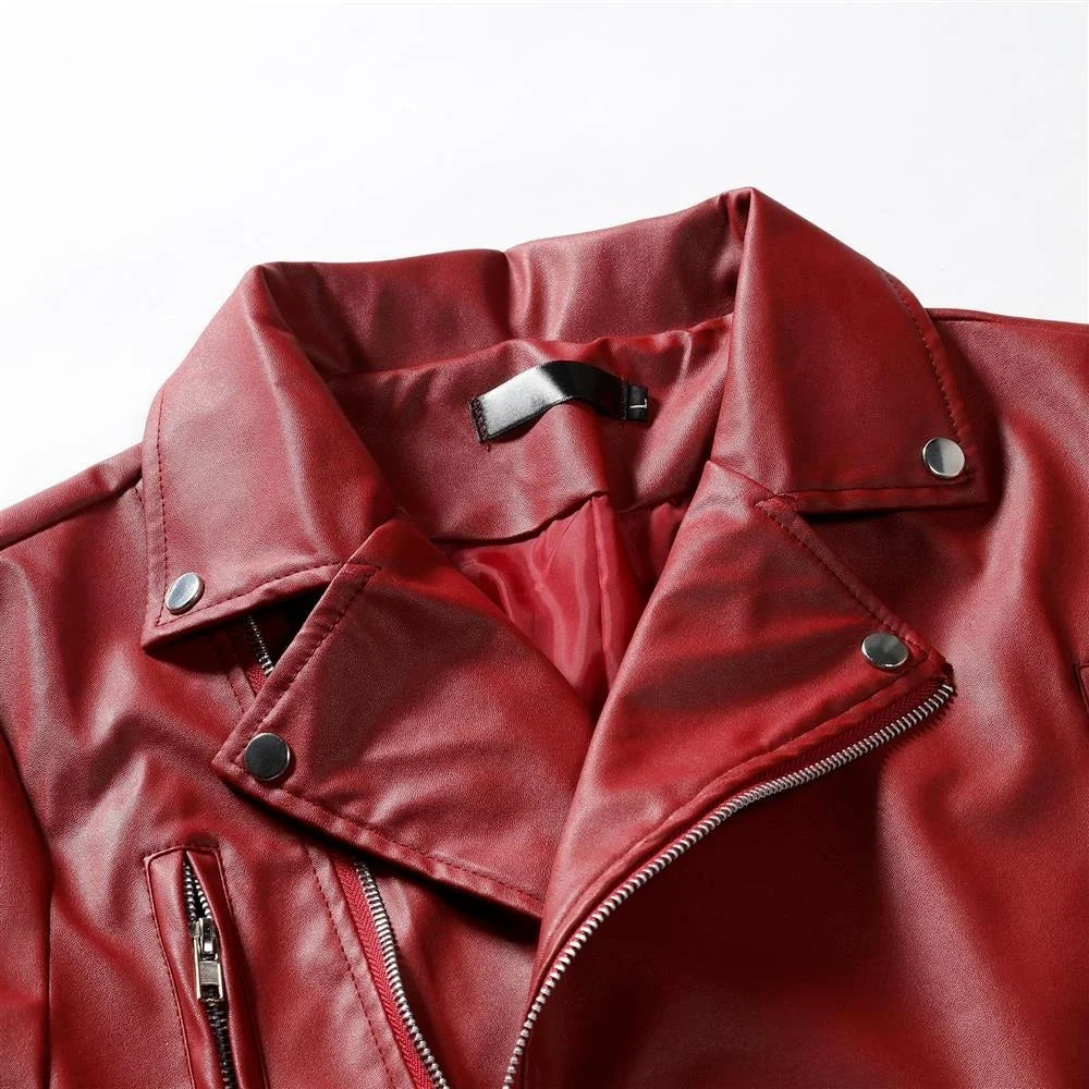 Men PU Leather Solid Color Jacket