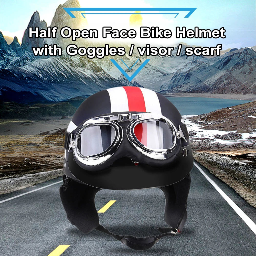 Half Open Face Bike Helmet with Goggles