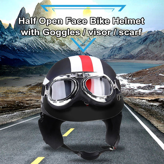 Half Open Face Bike Helmet with Goggles