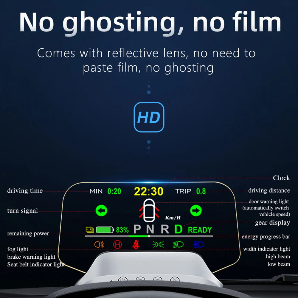 Car Head Up Display T3 HUD Battery Tester Clock Speedometer