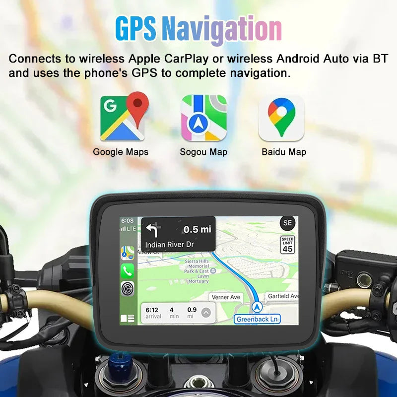 5 Inch Motorcycle Car Waterproof GPS Navigation