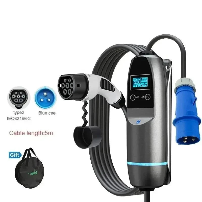 16A 32A 5m Cable Portable Electric Car Charger