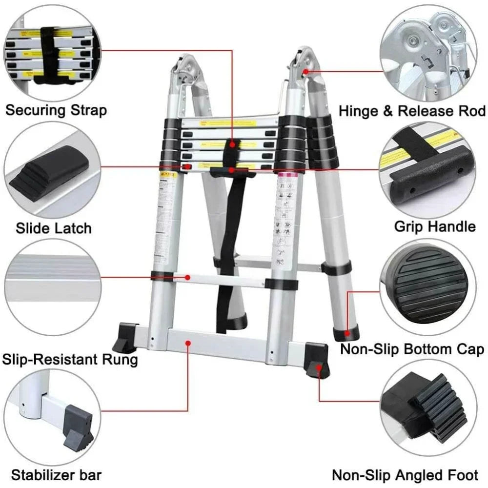 12.5ft 6+6 Steps A-Frame Telescoping Ladder