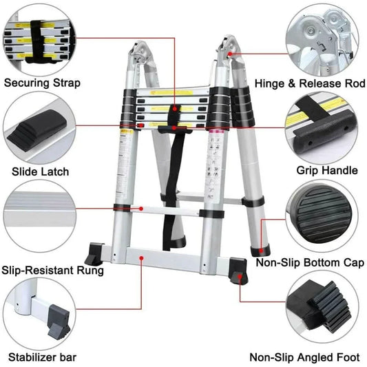 12.5ft 6+6 Steps A-Frame Telescoping Ladder