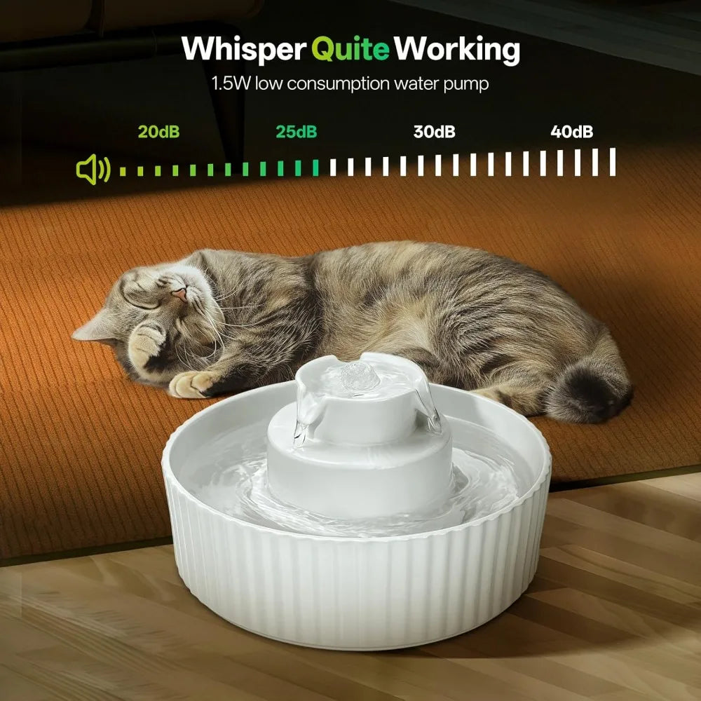 Ceramic Cat Water Fountain, 2.1L/70oz