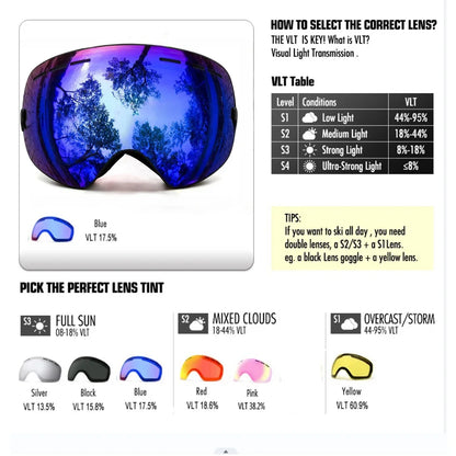 Double Layer Anti Fog Lens Ski Goggles