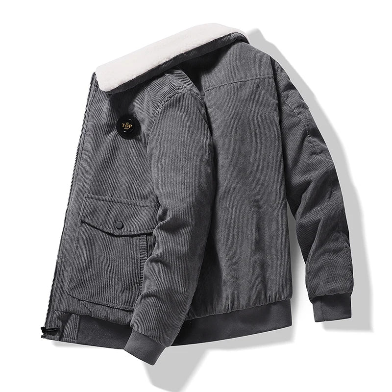 Men Autumn Winter Lambswool Loose Casual Jacket