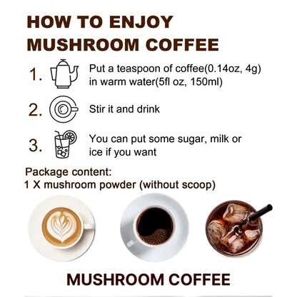 6-in-1 Organic Mushroom Powder - for Brain Health, Improved Focus, Fatigue Resistance and Digestive Support
