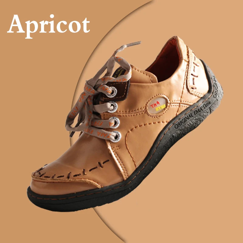 Hand-Stitched Leather Sneakers Shoes