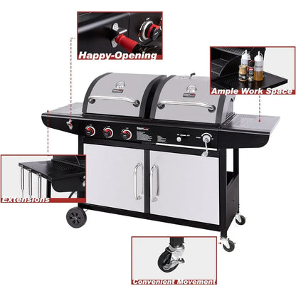 Dual Fuel Gas and Charcoal Grill Combo