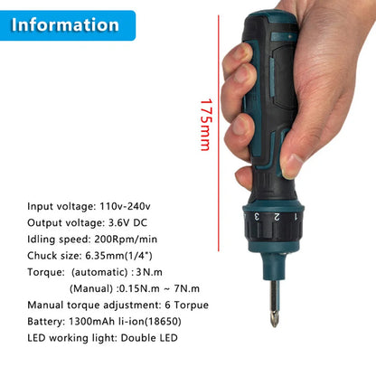Cordless Electric Screwdriver 1300mah Li-ion Battery