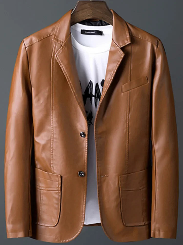 Men's Fashion Casual Motorcycle Leather Jacket