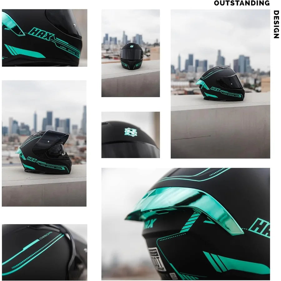 Full face dual visor motorcycle helmet