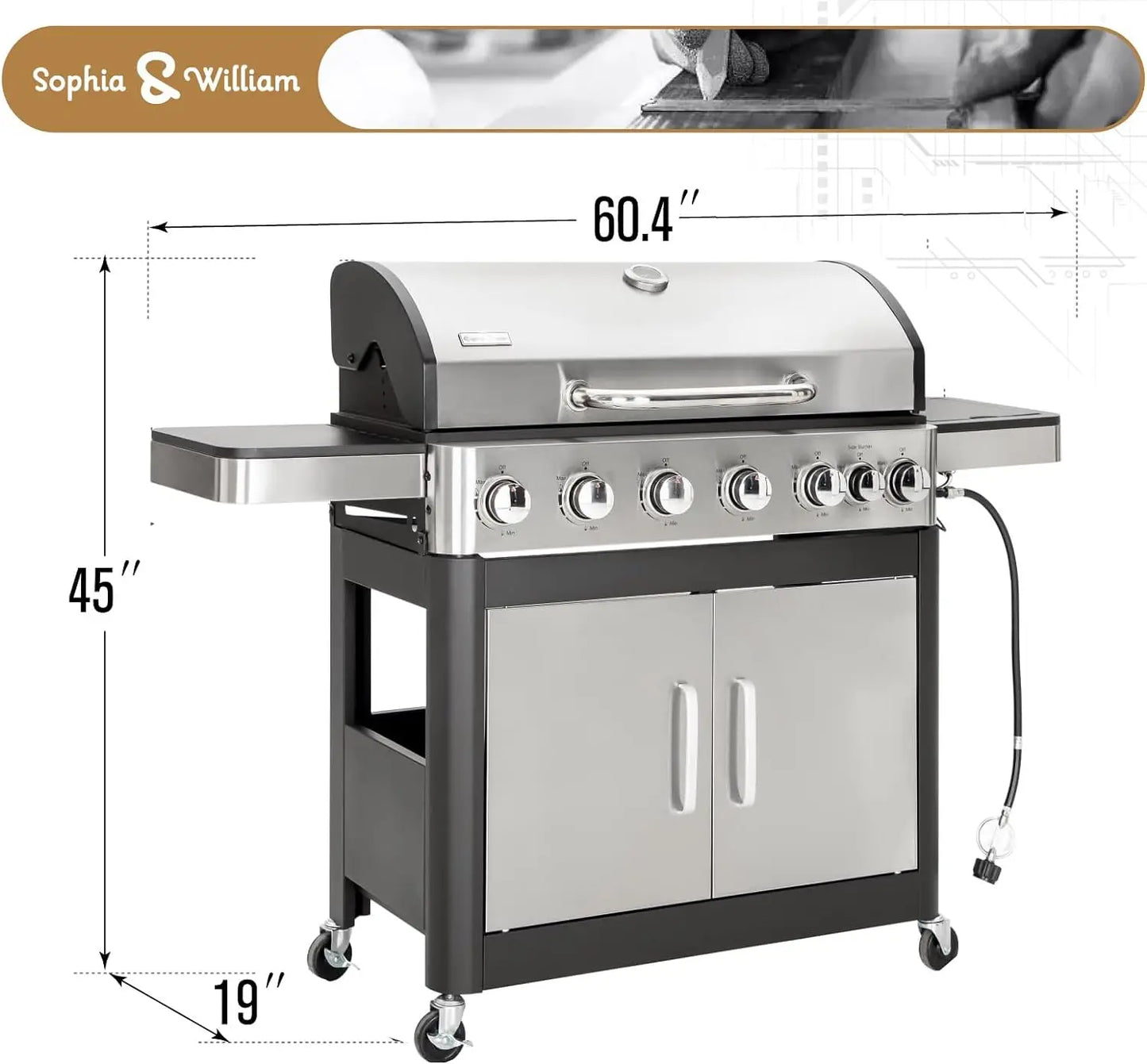 6-Burner Propane Gas BBQ Grill