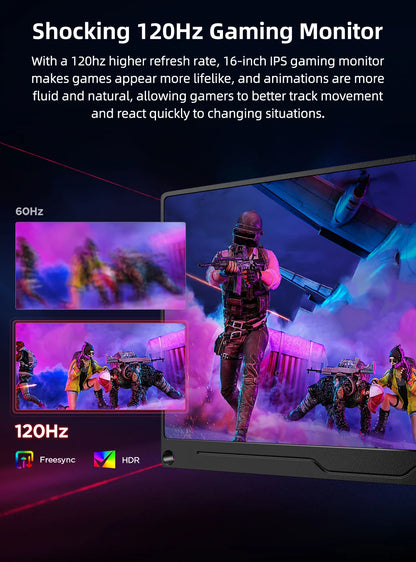 2K 16'' 120Hz Portable Gaming Monitor