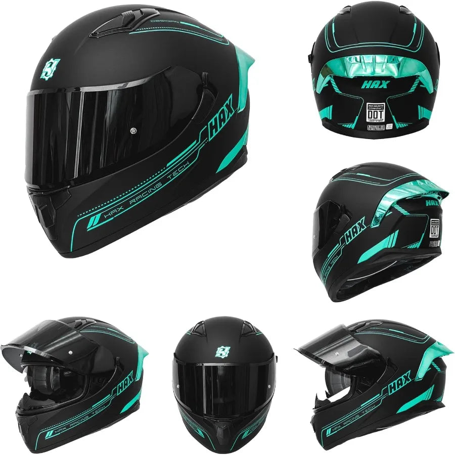 Full face dual visor motorcycle helmet