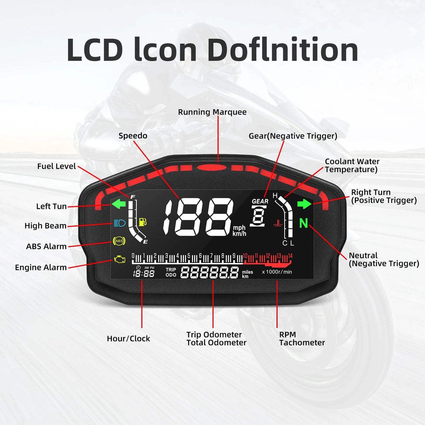 Universal RPM Motorcycle Meter GPS Speedometer