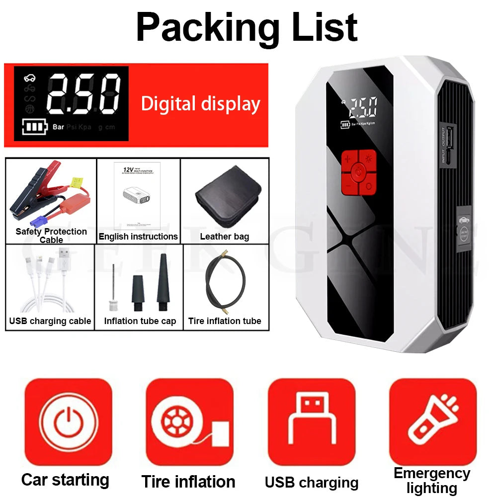 1200A Car Jump Starter with Air Compressor