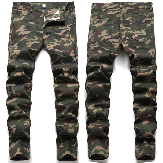 Men High Quality Denim Camouflage Jeans