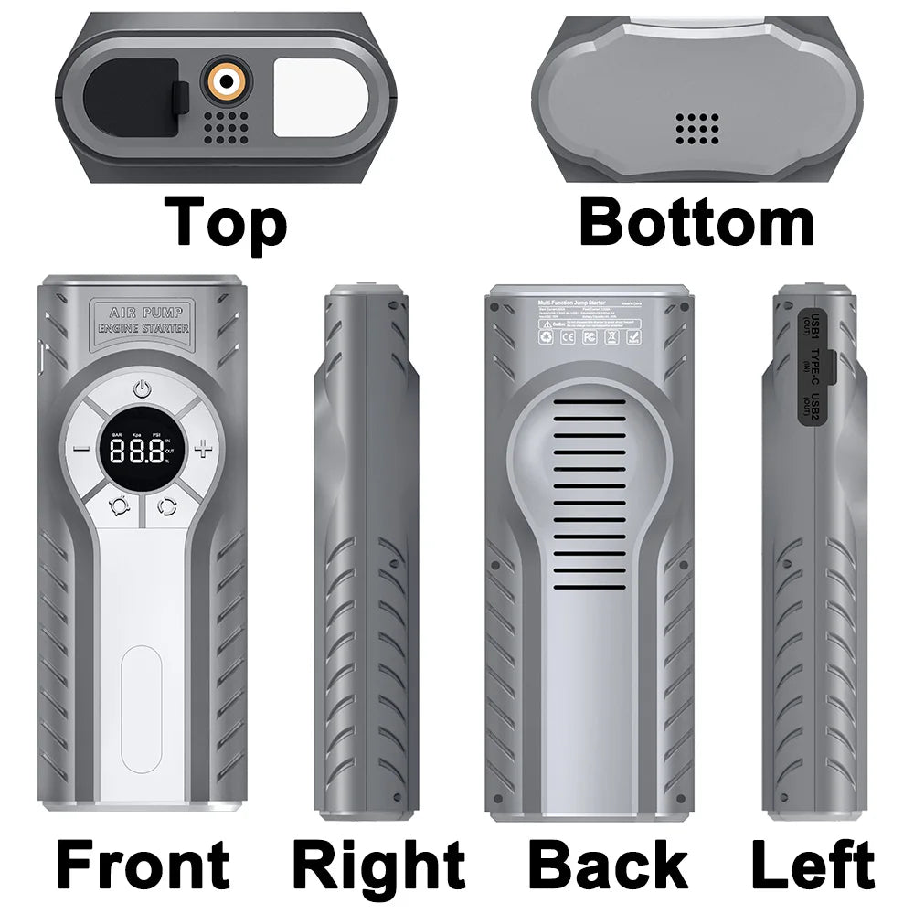 4 In 1 Car Jump Starter Power Bank With Air Compressor