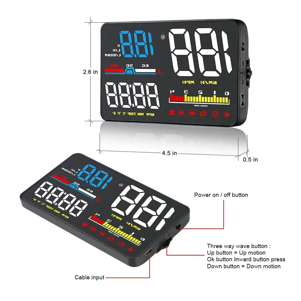 Car Head Up Display Display Digital Security Alarm Speedometer