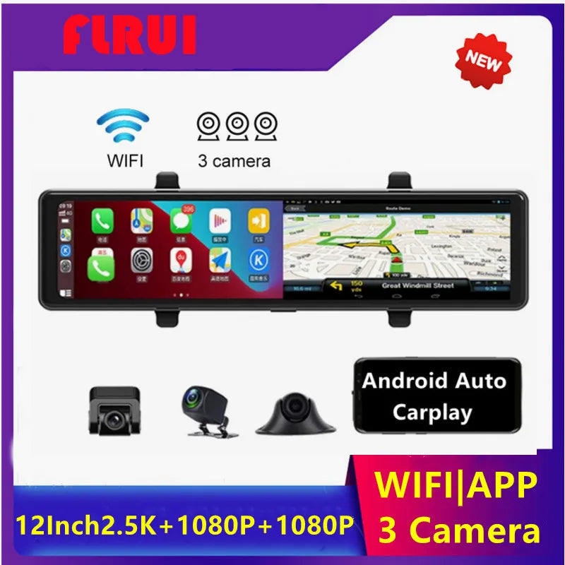 12 Inch Touch Screen Car Rearview GPS Navigator