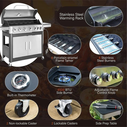 6-Burner Propane Gas BBQ Grill