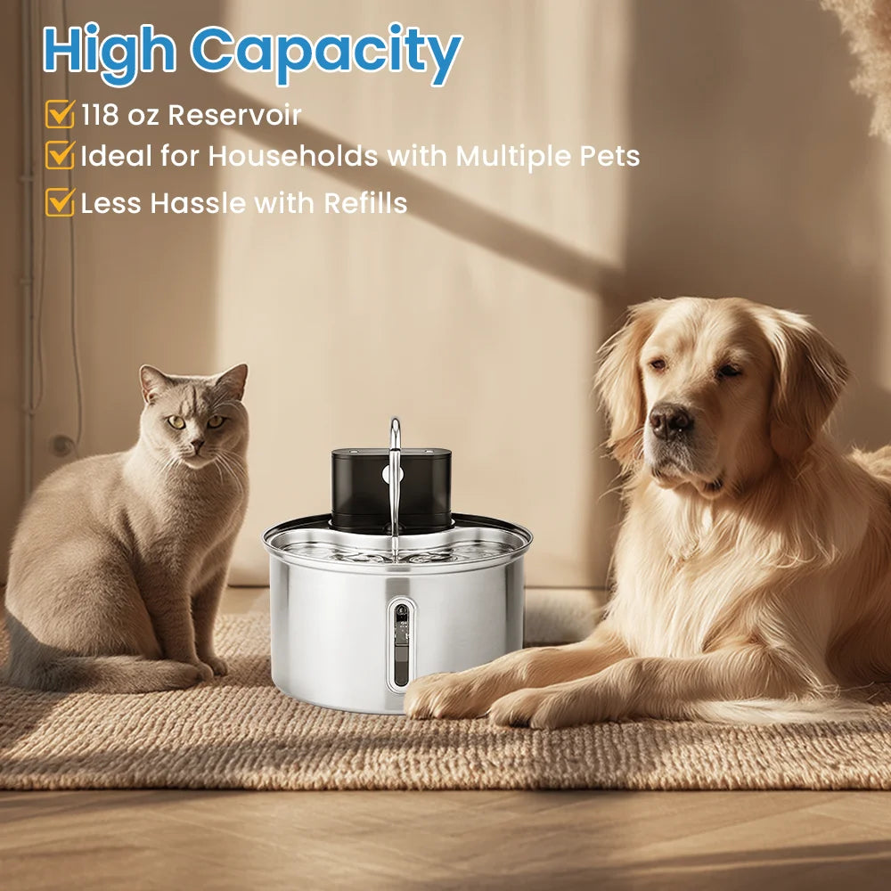 3.5L Stainless Steel Cat Sensor Water Fountain
