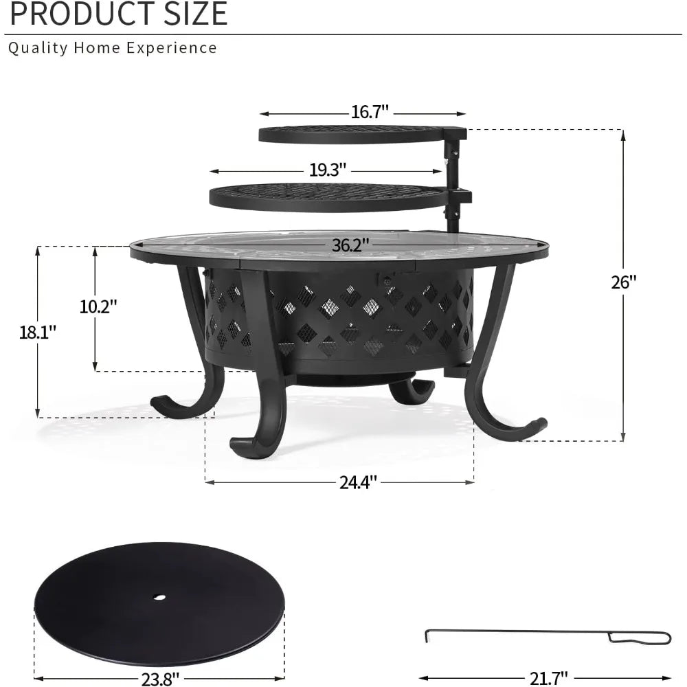 Fire Pit,36" Outdoor Wood Burning Fire Table