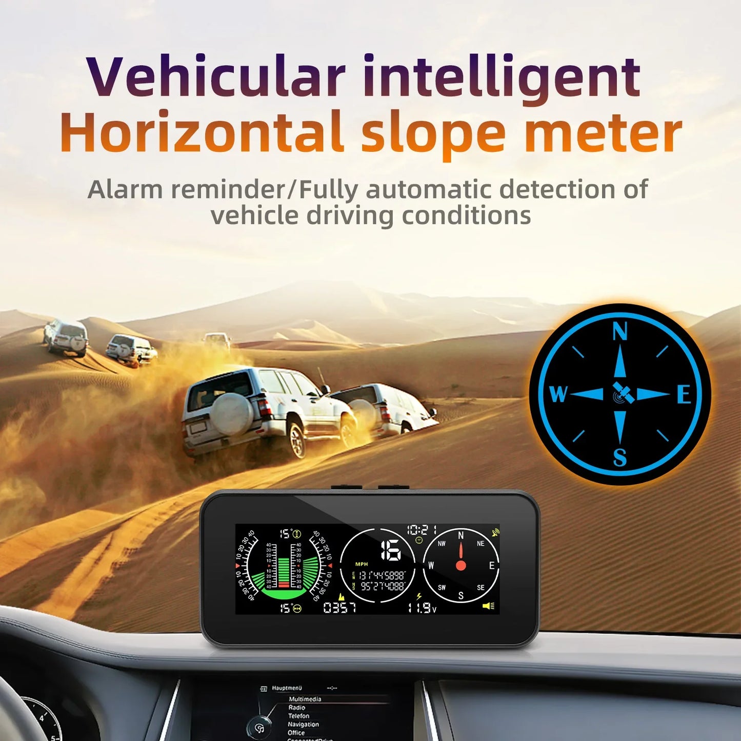 Car Compass Inclinometer  GPS Speedomete