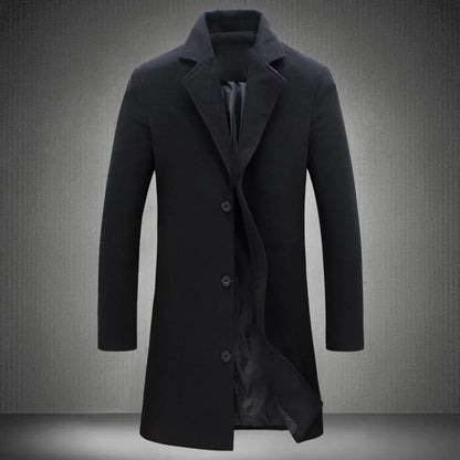 Men's Single Breasted Lapel Long Coat Jacket